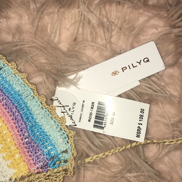 PILYQ Rainbow Crochet Bikini Top - Picture 2 of 4